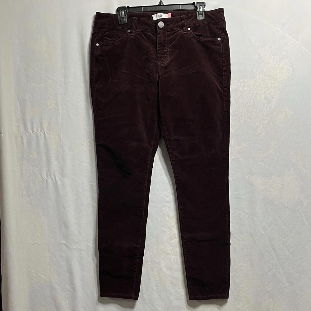 Cabi Women’s Pants Size 12 Burgundy Velveteen Skinny P7-183